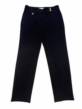 Veronica Beard Renzo Crest Button Slim Cropped Pants Navy Size US 8